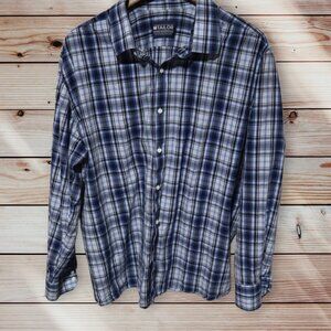 M Tailor Blue Plaid Shirt Size Extra Large